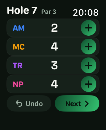 SkinsCard Apple Watch hole scoring